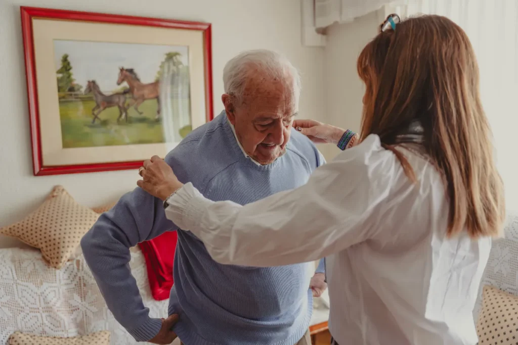 Senior receiving assisted living care